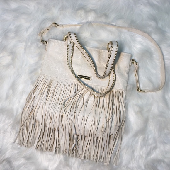 Steven Madden White Leather Fringe Shoulder bag - Picture 4 of 6